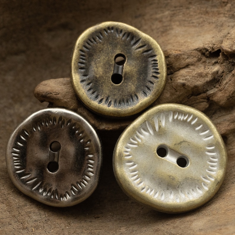 Metal Irregular Buttons-6Pcs Silver/Gold/Gun/Black/Bronze Button for Sewing-Jeans/Blazer/Jacket/Coat/Sweater image 3