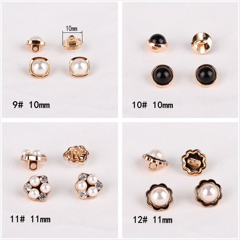 Metal Shirt Pearl Buttons-10Pcs Gold/White/Black Button for Sewing-Chiffon Shirt/Sweater/Cardigan 画像 8