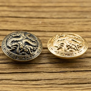 Metal Dragon Buttons-10Pcs Brass Vintage Bronze/Gold Button for Sewing-Blazer/Jacket/Coat/Sweater image 4