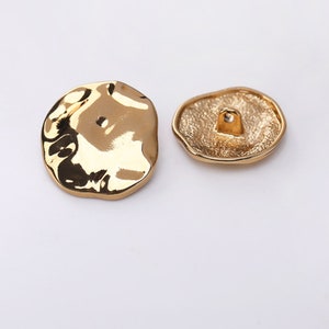 Mat Button Ripple Rounded Metal Irregular Buttons-6pcs Gold Ripple Button for Sewing-sweater ...
