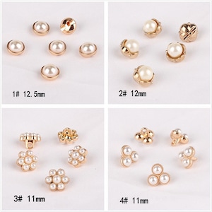 Metal Shirt Pearl Buttons-10Pcs Gold/White/Black Button for Sewing-Chiffon Shirt/Sweater/Cardigan 画像 6