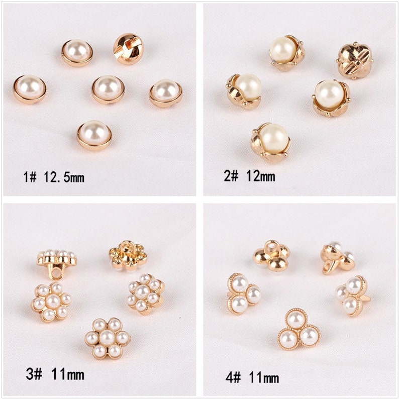 Metal Shirt Pearl Buttons-10Pcs Gold/White/Black Button for Sewing-Chiffon Shirt/Sweater/Cardigan image 6