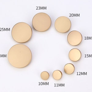 Metal Mirror Flat Buttons-6Pcs Round Gold/Silver/Gun/Black Shank Button for Sewing-Shirt/Blazer/Skirt/Jacket/Coat image 9