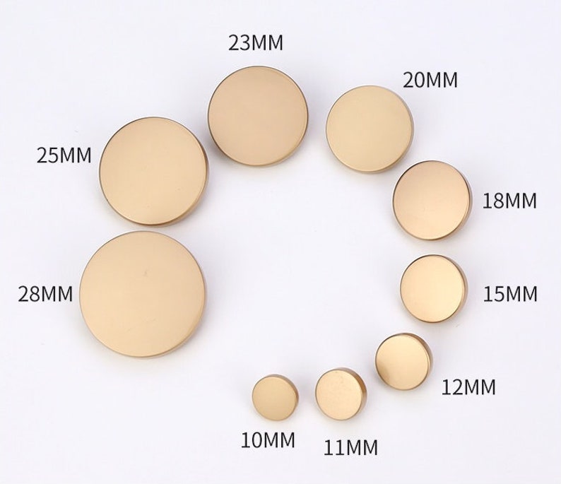 Metal Mirror Flat Buttons-6Pcs Round Gold/Silver/Gun/Black Shank Button for Sewing-Shirt/Blazer/Skirt/Jacket/Coat zdjęcie 9