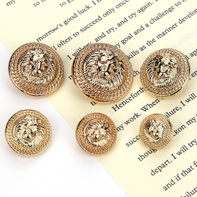 Metal Lion Buttons-6Pcs Rose Gold/Gun Black Button for Sewing-Blazer/Jacket/Coat/Sweater image 4