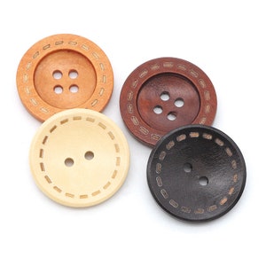 Wood Buttons-20Pcs Vintage Laser Dashed Line Wooden Hole Button for Sewing-Shirt/Cardigan/Sweater/Coat/Bag image 5