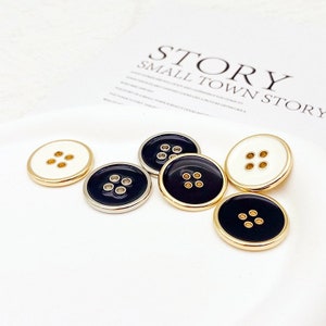 Metal Hole Buttons-6Pcs Black/WhiteGold/Silver Hole Button for Sewing-Suit/Shirt/Blazer/Jacket/Coat/Sweater image 5