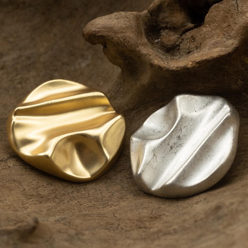 Metal Irregular Buttons-6pcs Gold Silver Wrinkle Button for Sewing ...