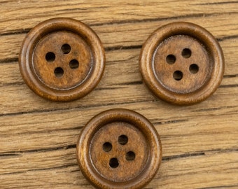 Wood Buttons-20/50/100/200Pcs Vintage Old Brown Wooden Hole Button for Sewing-Shirt/Cardigan/Sweater/Bag