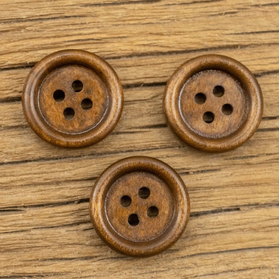 Dark brown Wooden Sewing Buttons 30mm - set of 6 natural wood buttons