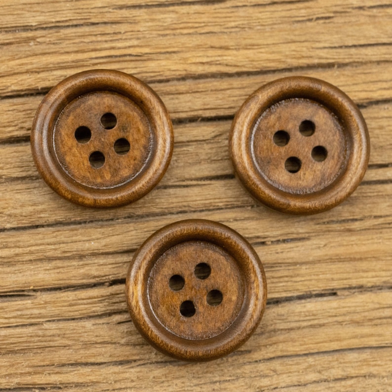 Wood Buttons-20/50/100/200Pcs Vintage Old Brown Wooden Hole Button for Sewing-Shirt/Cardigan/Sweater/Bag image 1