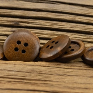 Wood Buttons-20/50/100/200Pcs Vintage Old Brown Wooden Hole Button for Sewing-Shirt/Cardigan/Sweater/Bag image 8