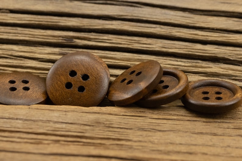 Wood Buttons-20/50/100/200Pcs Vintage Old Brown Wooden Hole Button for Sewing-Shirt/Cardigan/Sweater/Bag image 8