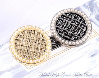Metal Mesh Buttons-6Pcs Pearl Gold Silver Button for Sewing-Blazer/Jacket/Coat/Sweater/Cardigan