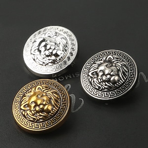 Metal Lion Buttons-6Pcs Vintage Gold/Gun/Silver Shank Button for Sewing-Blazer/Jacket/Coat/Sweater