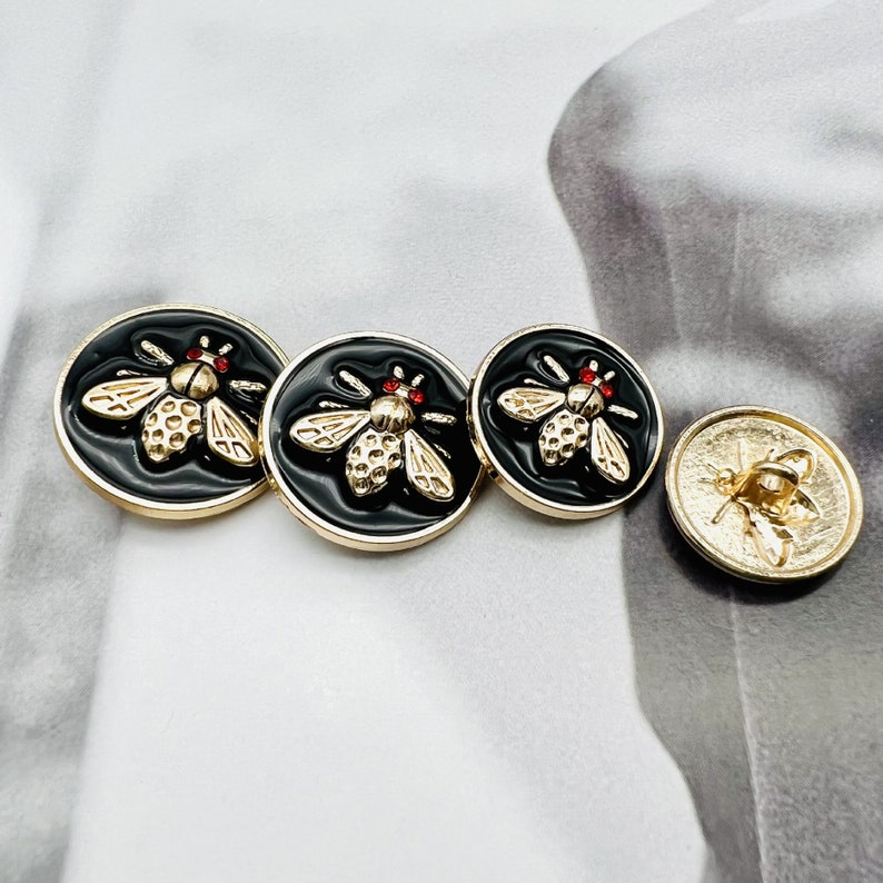 Metal Bee Buttons-6Pcs Gold/Silver/Matte Gold Button for Sewing Blazer/Cardigan/Coat/Sweater image 2