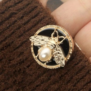 Metal Bee Pearl Buttons-6Pcs 23MM Rose Gold Round Shank Button for Sewing-Blazer/Jacket/Coat/Cardigan image 3