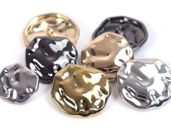 Metall unregelmäßige Knöpfe-6 Stück Gold Silber Gun Schwarz Ripple Knopf für Nähen-Sweater/Blazer/Jacke/Mantel