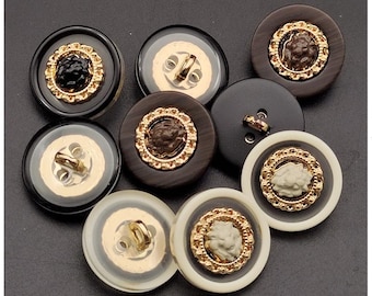 Resin Lion Buttons-6Pcs Beige Black Brown Button for Sewing-Blazer/Jacket/Coat/Sweater