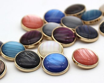 Boutons en métal perlé - 6 boutons dorés noir/blanc/marron/bleu/rose/gris pour couture-blazer/veste/manteau/pull/cardigan