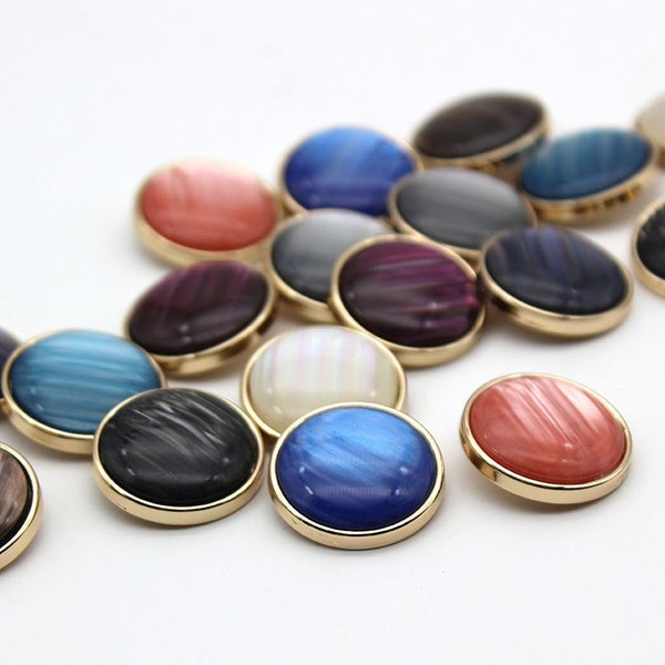 Boutons en métal perlé - 6 boutons dorés noir/blanc/marron/bleu/rose/gris pour couture-blazer/veste/manteau/pull/cardigan