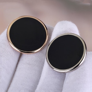 Metal Flat Black Buttons-6Pcs Gold/Silver Shank Button for Sewing-Blazer/Jacket/Coat/Sweater image 2