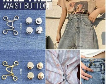 Bottoni Regolabili Per Jeans, 8 Paia Con Forme Stella E Farfalla, Adatti A Pantaloni, Gonne, Vita Elastica