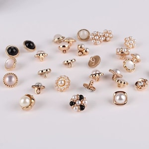Metal Shirt Pearl Buttons-10Pcs Gold/White/Black Button for Sewing-Chiffon Shirt/Sweater/Cardigan 画像 4