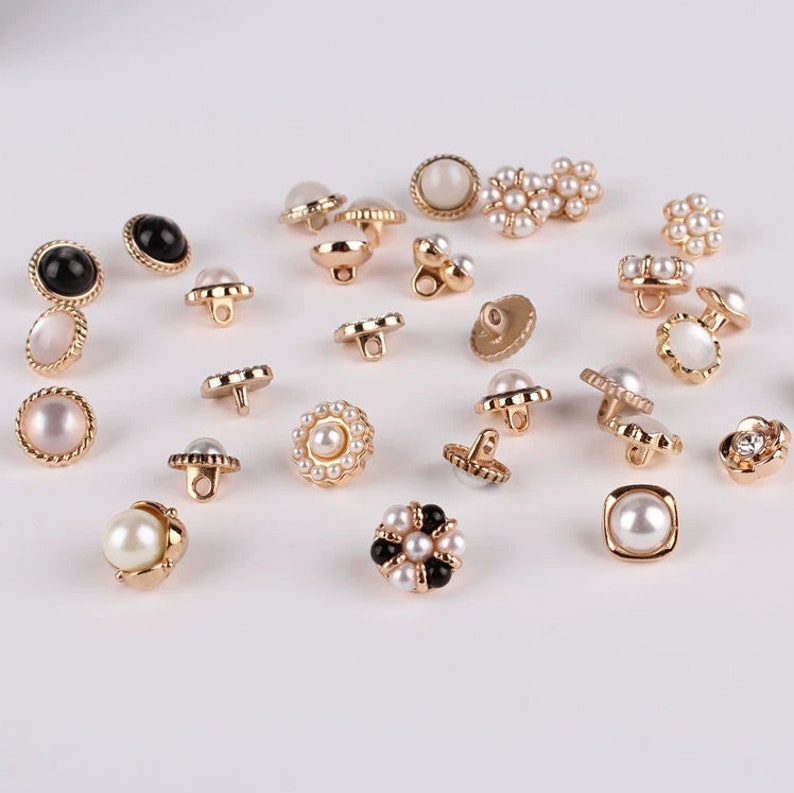 Metal Shirt Pearl Buttons-10Pcs Gold/White/Black Button for Sewing-Chiffon Shirt/Sweater/Cardigan zdjęcie 4