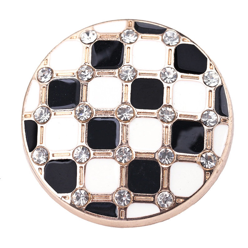 Metal Gold Rhinestone Buttons6pcs Black/white for Etsy