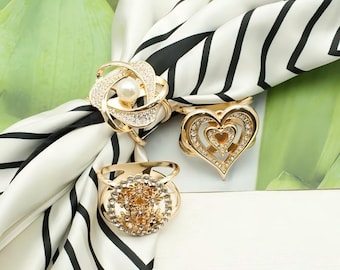 Strass sjaal gespring-2 stuks gouden parel pin knop accessoires voor sjaal/shirt/jas