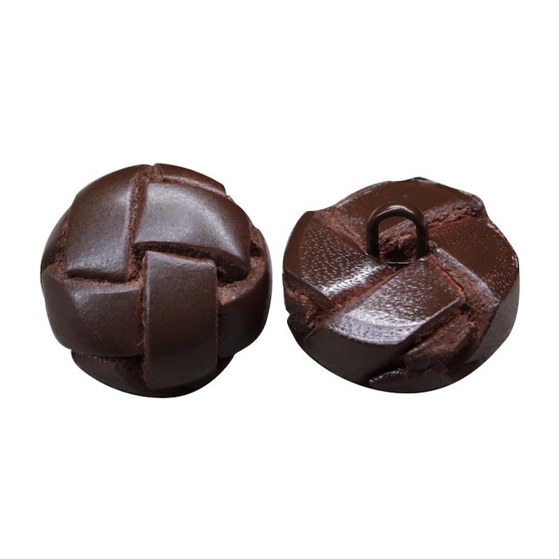 Leather Buttons-6Pcs Handwoven Ball Brown Vintage Button for Sewing-Blazer/Jacket/Coat/Sweater/Cardigan image 3