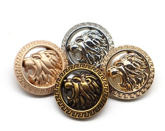 Metal Lion Buttons-6Pcs Gold/Silver Hollow Button for Blazer/Cardigan/Jacket/Coat/Sweater