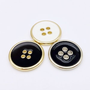 Metal Hole Buttons-6Pcs Black/WhiteGold/Silver Hole Button for Sewing-Suit/Shirt/Blazer/Jacket/Coat/Sweater image 2