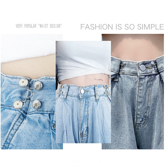 Jeans Waist Button Buckle-2pcs Waistband Tightener Adjuster Hook and Eye  Rivet Clip Clasp Pins for Pant/skirt/collar 