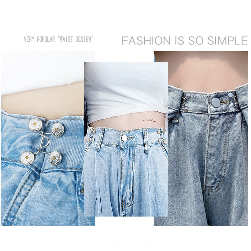Bottoni Jeans Regolabili, 6 Paia Stringi Pantaloni Vita, Spille per Bottoni Jeans, Bottoni Jean a Clip, Bottone Stringi Pantaloni Senza Cucire per Pantaloni, Jeans, Gonne (Nero, Bianco