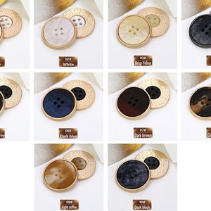 Metal Gold Buttons-6Pcs GunBeige/White/Blue/Brown/Black/Gray Button for Sewing-Suit/Blazer/Jacket/Coat/Sweater image 8