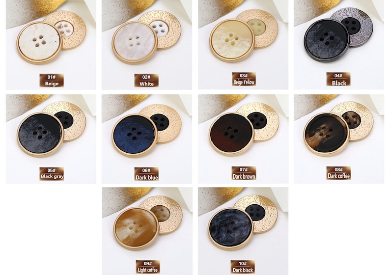 Metal Gold Buttons-6Pcs GunBeige/White/Blue/Brown/Black/Gray Button for Sewing-Suit/Blazer/Jacket/Coat/Sweater image 8