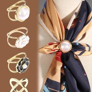 Fashion Scarf Rings Women's Gold Plated Copper Buckles for Silk Scarf