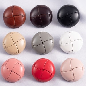 Leather Buttons-6Pcs Black/Brown/White/Khaki/Gray/Pink Button for Sewing-Blazer/Jacket/Coat/Sweater/Cardigan image 2