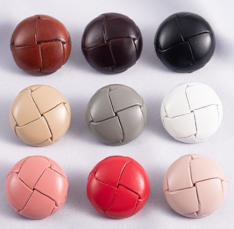 Leather Buttons-6Pcs Black/Brown/White/Khaki/Gray/Pink Button for Sewing-Blazer/Jacket/Coat/Sweater/Cardigan image 2