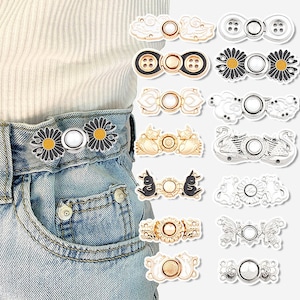 Jeans Waist Tightener Buttons: Adjustable Metal Hook & Eye - 2 Pcs