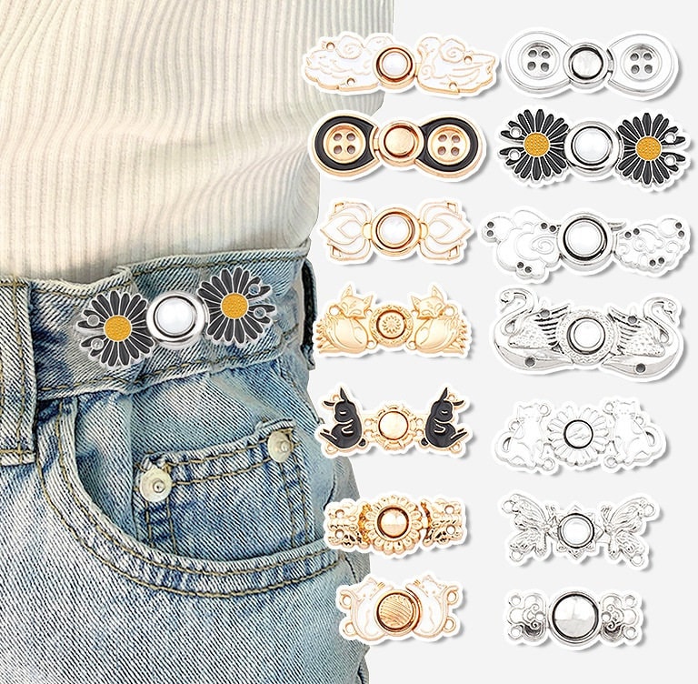 Lot de 8 serre-tailles pour resserrer les boutons de jeans, universels et réutilisables, 4 Lot de 8 serre-tailles pour resserrer les boutons de jeans, universels et réutilisables, 4