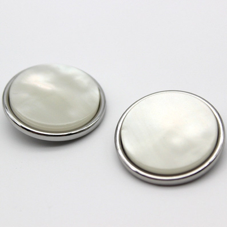 Metal Pearl Buttons-6Pcs White Gold/Silver Shank Button for Sewing-Blazer/Jacket/Coat/Sweater Silver