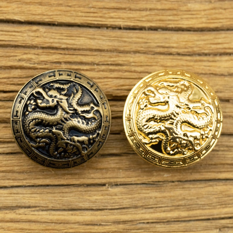 Metal Dragon Buttons-10Pcs Brass Vintage Bronze/Gold Button for Sewing-Blazer/Jacket/Coat/Sweater image 1