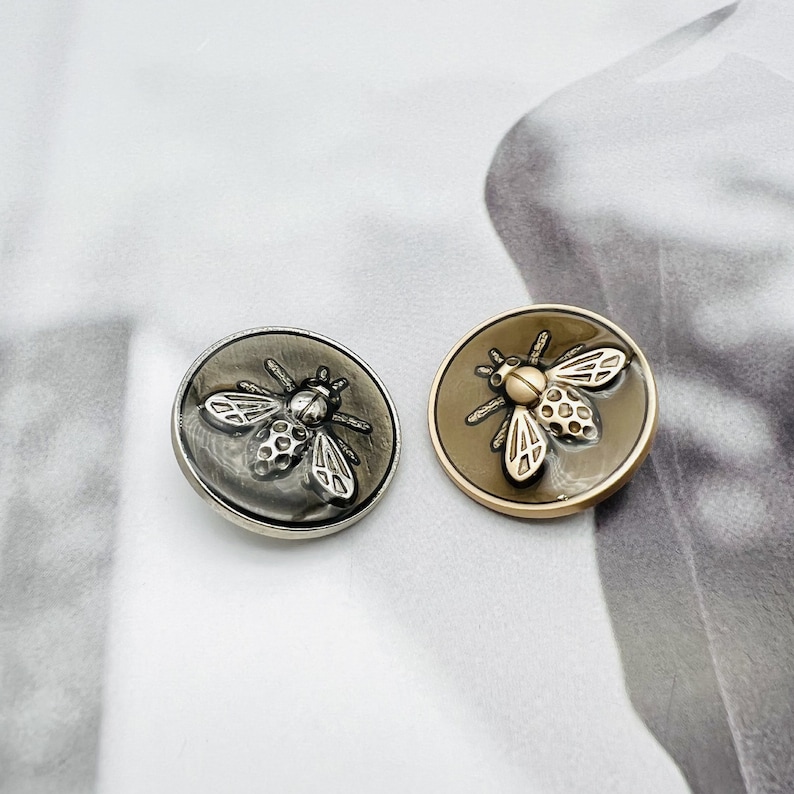 Metal Bee Buttons-6Pcs Gold/Silver/Matte Gold Button for Sewing Blazer/Cardigan/Coat/Sweater image 3