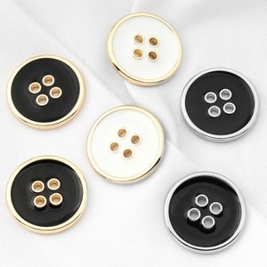 Metal Hole Buttons-6Pcs Black/WhiteGold/Silver Hole Button for Sewing-Suit/Shirt/Blazer/Jacket/Coat/Sweater image 3