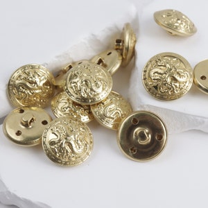 Metal Dragon Buttons-10Pcs Brass Vintage Bronze/Gold Button for Sewing-Blazer/Jacket/Coat/Sweater image 10