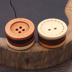 Wood Buttons-20Pcs Vintage Laser Dashed Line Wooden Hole Button for Sewing-Shirt/Cardigan/Sweater/Coat/Bag image 6