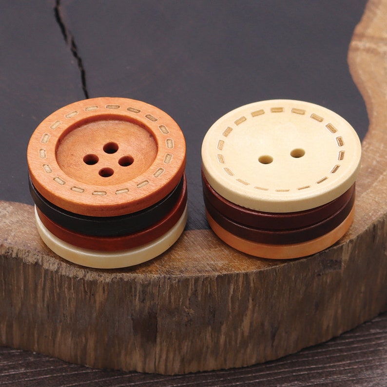 Vintage Laser Dashed Line Wood Buttons: Sewing Supplies (20 Pcs) - Etsy